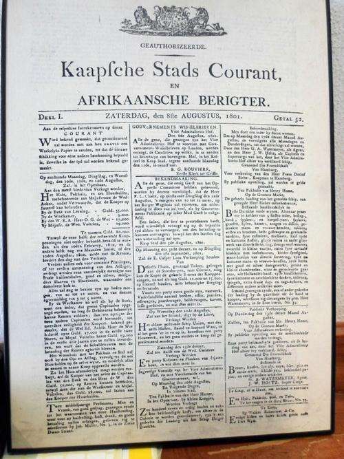 Kaaptche Stads Courant -   1801 - A piece of Africana history! - Bid now!